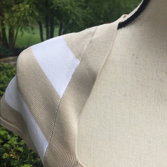 WHBM Tan/white striped cross front top M - Picture 4 of 7